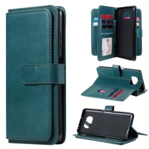 For Xiaomi Poco X3 NFC Multifunctional Magnetic Copper Buckle Horizontal Flip Leather Case with Bracket & 10 Card Slots & Wallet & Photo Frame(Dark Green) (OEM)