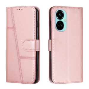 For Tecno Camon 19 Pro 5G Stitching Calf Texture Buckle Leather Phone Case(Pink) (OEM)