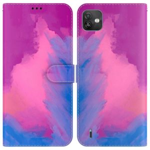 For Wiko Y82 Watercolor Pattern Horizontal Flip Leather Phone Case(Purple Red) (OEM)