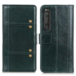 For Sony Xperia 1 III Peas Crazy Horse Texture Horizontal Flip Leather Case with Holder & Card Slots & Wallet(Green) (OEM)