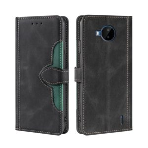 For Nokia C20 Plus Skin Feel Straw Hat Magnetic Buckle Leather Phone Case(Black) (OEM)