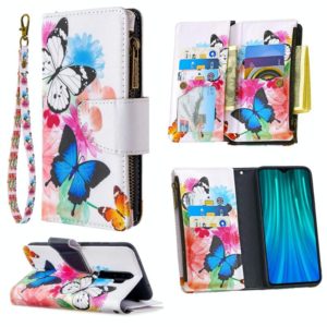 For Xiaomi Redmi Note 8 Pro Colored Drawing Pattern Zipper Horizontal Flip Leather Case with Holder & Card Slots & Wallet(Two Butterflies) (OEM)