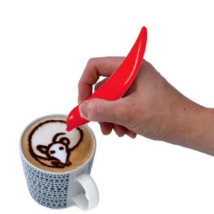 New Electric Latte Art Pen For Coffee Cake Pen For Spice Cake Decorating Pen Coffee Carving Pen Baking Pastry Tools(Red) (OEM)