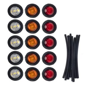 A5015 15 in 1 Red + Amber + White Light Truck Trailer LED Round Side Marker Lamp (OEM)