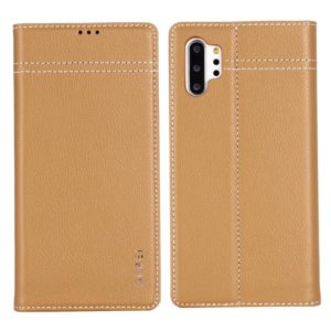 For Galaxy Note 10 GEBEI Top-grain Leather Horizontal Flip Protective Case with Holder & Card Slots(Khaki) (GEBEI) (OEM)