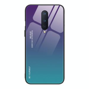 For OnePlus 8 Gradient Color Glass Case(Purple) (OEM)