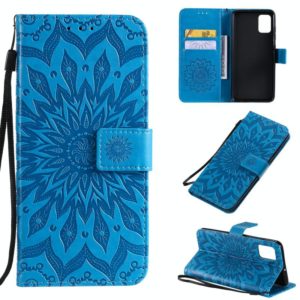 For Galaxy A51 Sun Print Horizontal Flip Protective Case with Holder & Card Slots & Wallet(Blue) (OEM)