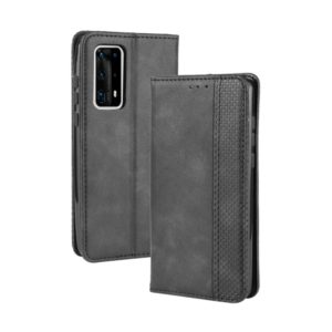 For Huawei P40 Pro+/P40 Pro Plus Magnetic Buckle Retro Crazy Horse Texture Horizontal Flip Leather Case , with Holder & Card Slots & Photo Frame(Black) (OEM)