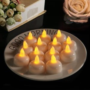 12 PCS Waterproof Candles SPA Shower Water Decorative Candle Lights LED Floating Candles(Yellow Light) (OEM)