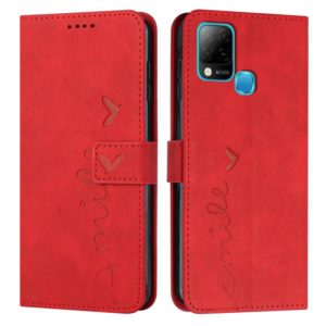 For Infinix Hot 10s Skin Feel Heart Pattern Leather Phone Case(Red) (OEM)