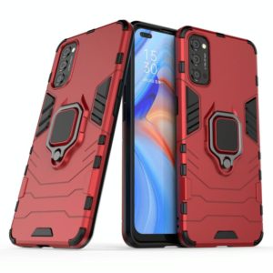 For OPPO Reno4 PC + TPU Anti-fall Protective Case with Ring Holder(Red) (OEM)
