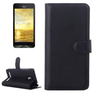 Δερμάτινη θήκη υφής Litchi με Holder & υποδοχές για κάρτες & πορτοφόλι για Asus ZenFone 5 / A501CG / A500CG / A500KL (Μαύρο) (OEM)