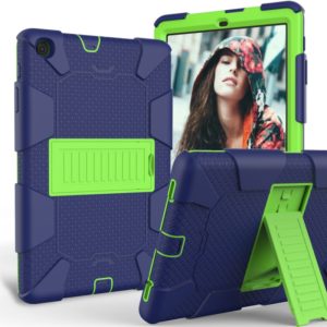 Shockproof Two-Color Silicone Protection Case with Holder for Galaxy Tab A 10.1 (2019) / T510(Dark Blue+Green) (OEM)