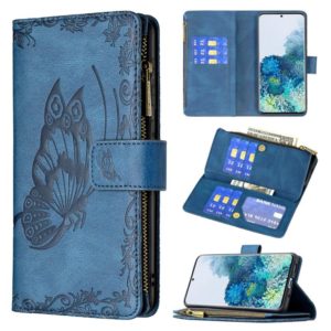 For Samsung Galaxy S20 Plus Flying Butterfly Embossing Pattern Zipper Horizontal Flip Leather Case with Holder & Card Slots & Wallet(Blue) (OEM)