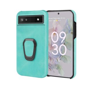 For Google Pixel 6a Ring Holder PU Phone Case(Mint Green) (OEM)