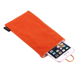 HAWEEL Soft Flannel Pouch Bag with Pearl Button for up to 5.5 inch Screen Phone, Size: 18.5cm x 9cm(Orange) (HAWEEL) (OEM)