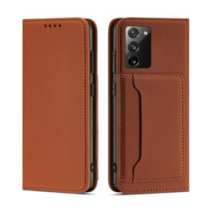 For Samsung Galaxy A02s 164mm (EU Version) Strong Magnetism Liquid Feel Horizontal Flip Leather Case with Holder & Card Slots & Wallet(Brown) (OEM)