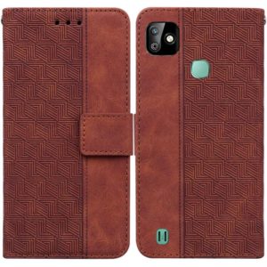 For Infinix Smart HD 2021 X612 Geometric Embossed Leather Phone Case(Brown) (OEM)
