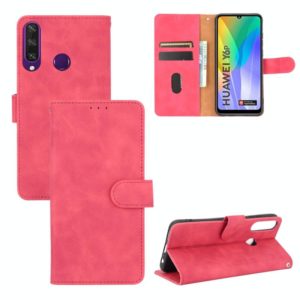 For Huawei Y6p Solid Color Skin Feel Magnetic Buckle Horizontal Flip Calf Texture PU Leather Case with Holder & Card Slots & Wallet(Rose Red) (OEM)