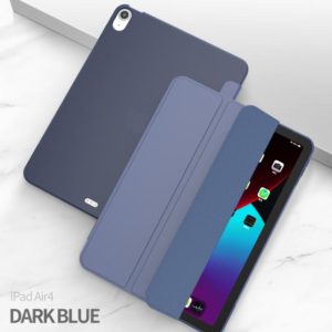 For iPad Air 2022 / 2020 10.9 Three-folding Surface PU Leather TPU Matte Soft Bottom Case with Holder & Sleep / Wake-up Function(Dark blue) (OEM)