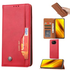For Xiaomi POCO X3 NFC Knead Skin Texture Horizontal Flip Leather Case with Photo Frame & Holder & Card Slots & Wallet(Red) (OEM)