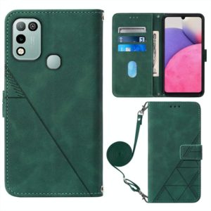 For Infinix Hot 11 Play Crossbody 3D Embossed Flip Leather Phone Case(Dark Green) (OEM)