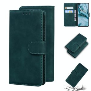 For OnePlus Nord Skin Feel Pure Color Flip Leather Phone Case(Green) (OEM)