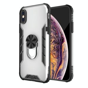 For iPhone XS Max Magnetic Frosted PC + Matte TPU Shockproof Case with Ring Holder(Milky White) (OEM)