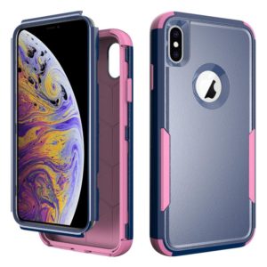 For iPhone X / XS TPU + PC Shockproof Protective Case(Royal Blue + Pink) (OEM)