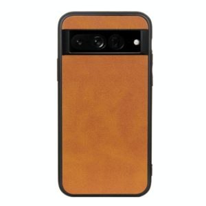 For Google Pixel 7 Pro Accurate Hole Two-color Calf Texture PU Phone Case(Brown) (OEM)