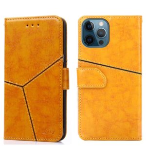 For iPhone 12 Pro Geometric Stitching Horizontal Flip TPU + PU Leather Case with Holder & Card Slots & Wallet(Yellow) (OEM)