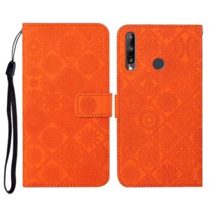 Huawei P40 lite E / Y7p Ethnic Style Embossed Pattern Horizontal Flip Leather Case with Holder & Card Slots & Wallet & Lanyard(Orange) (OEM)