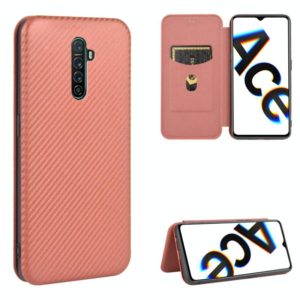 For OPPO Rnoe Ace Carbon Fiber Texture Horizontal Flip TPU + PC + PU Leather Case with Card Slot(Brown) (OEM)
