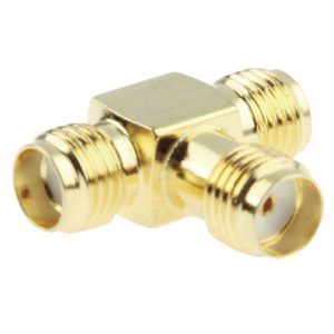 Gold Plated SMA Female to 2 SMA Female Adapter(Gold) (OEM)