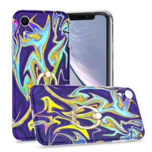 For iPhone XR Laser Glitter Watercolor Pattern Shockproof Protective Case with Ring Holder(FD3) (OEM)