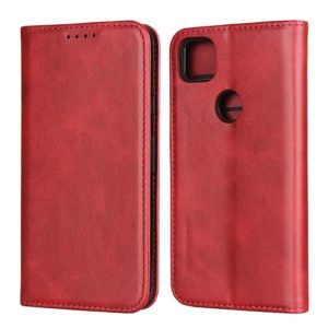 For Google Pixel 4a 4G Calf Texture Magnetic Horizontal Flip Leather Case with Holder & Card Slots & Wallet(Red) (OEM)