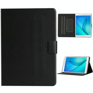 For Samsung Galaxy Tab A 9.7 T550/T555C Solid Color Horizontal Flip Leather Case with Card Slots & Holder & Sleep / Wake-up Function(Black) (OEM)