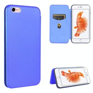 For iPhone 6 Plus / 6s Plus Carbon Fiber Texture Horizontal Flip TPU + PC + PU Leather Case with Card Slot(Blue) (OEM)