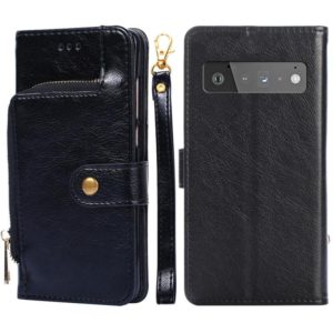For Google Pixel 6 Pro Zipper Bag Horizontal Flip Leather Phone Case with Holder & Card Slots & Lanyard(Black) (OEM)