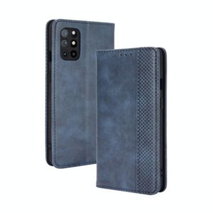 For OnePlus 8T Magnetic Buckle Retro Crazy Horse Texture Horizontal Flip Leather Case with Holder & Card Slots & Photo Frame(Blue) (OEM)