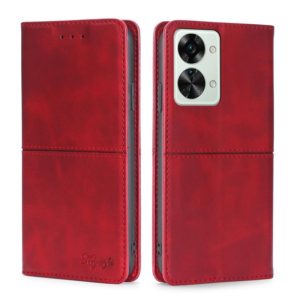 For OnePlus Nord 2T Cow Texture Magnetic Horizontal Flip Leather Phone Case(Red) (OEM)