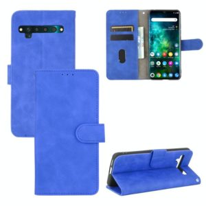 For TCL 10 Pro Solid Color Skin Feel Magnetic Buckle Horizontal Flip Calf Texture PU Leather Case with Holder & Card Slots & Wallet(Blue) (OEM)