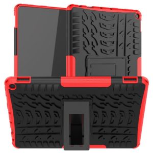 For Amazon Fire HD 10 2021 Tire Texture Shockproof TPU+PC Protective Case with Holder(Red) (OEM)