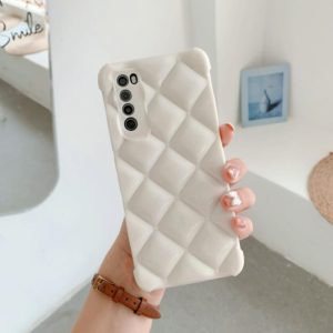 For Huawei nova 7 5G Candy Color Elegant Rhombic Texture TPU Phone Case(Milk White) (OEM)