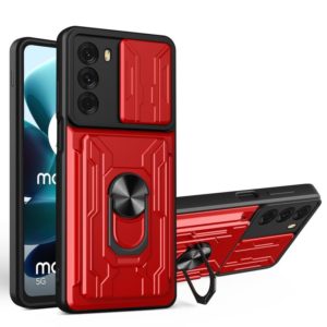 For Motorola Moto G200 5G / Edge S30 Sliding Camshield TPU+PC Phone Case with Card Slot(Red) (OEM)