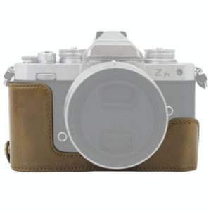 1/4 inch Thread PU Leather Camera Half Case Base for Nikon Z fc (Khaki) (OEM)