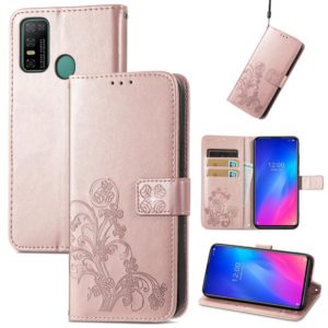 For Doogee N30 Four-leaf Clasp Embossed Buckle Mobile Phone Protection Leather Case(Rose Glod) (OEM)