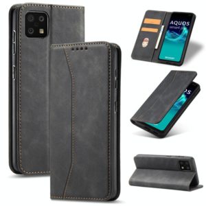 For Sharp Aquos Sense 6 Magnetic Dual-fold Leather Phone Case(Black) (OEM)