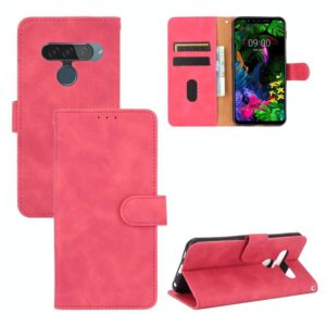 For LG G8s ThinQ Solid Color Skin Feel Magnetic Buckle Horizontal Flip Calf Texture PU Leather Case with Holder & Card Slots & Wallet(Rose Red) (OEM)