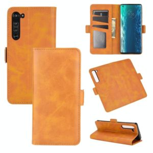 For Motorola Edge Dual-side Magnetic Buckle Horizontal Flip Leather Case with Holder & Card Slots & Wallet(Yellow) (OEM)